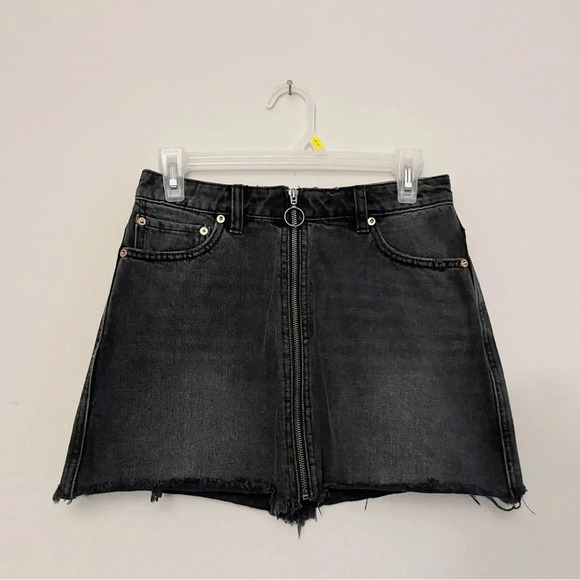 Free People haven zip front mini skirt gray grundge punk edgey fall goth - Picture 2 of 5